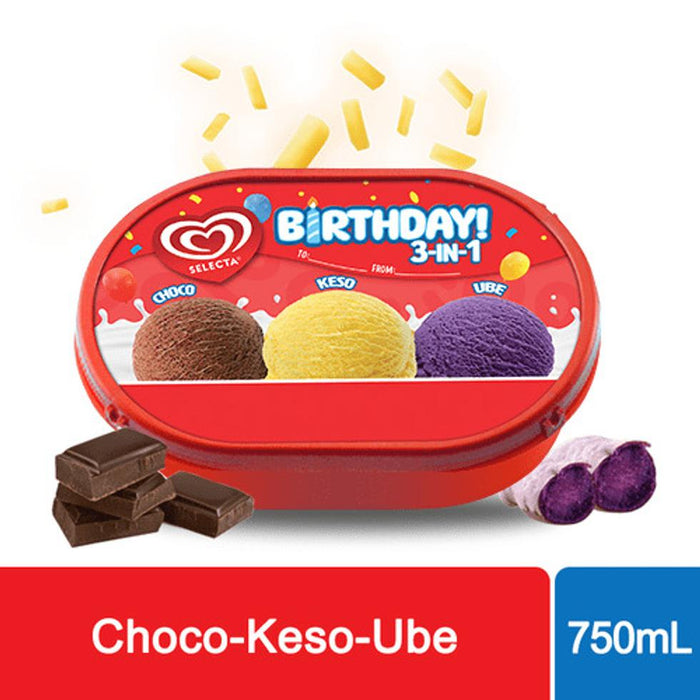 Selecta Birthday 3In 1 Choco Keso Ube 1L