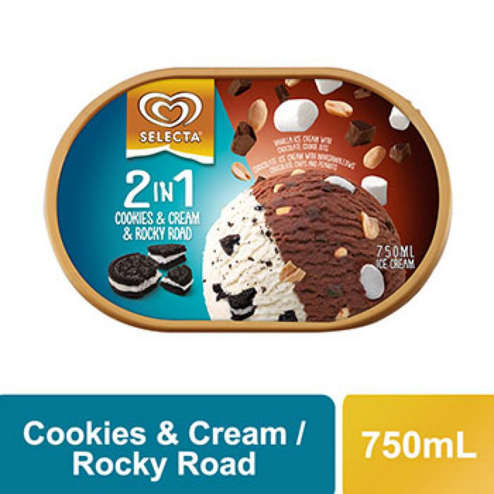 Selecta 2In1 Cookies And Cream Rocky Road 750ml