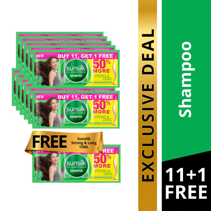 Sunsilk Shampoo Strong and Long (Green) 13ml 11+1 -p