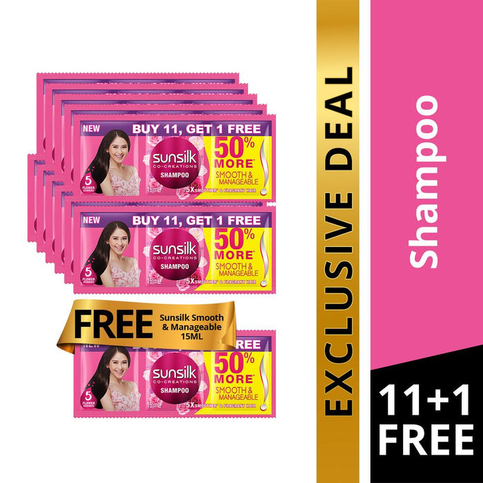 Sunsilk Shampoo Smooth and Manageable (Pink) 13ml 11+1 -p