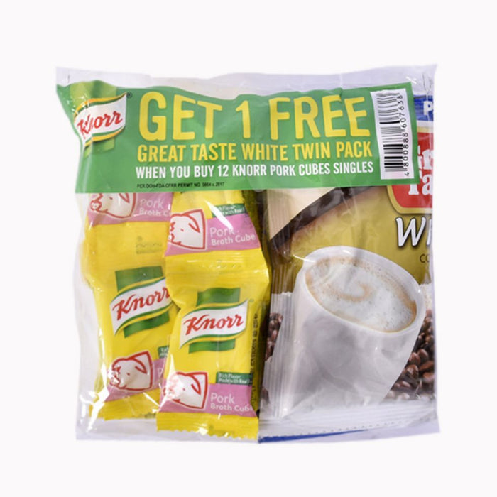 Knorr Cubes Pork Singles 12x10g FREE Great Taste Coffee White