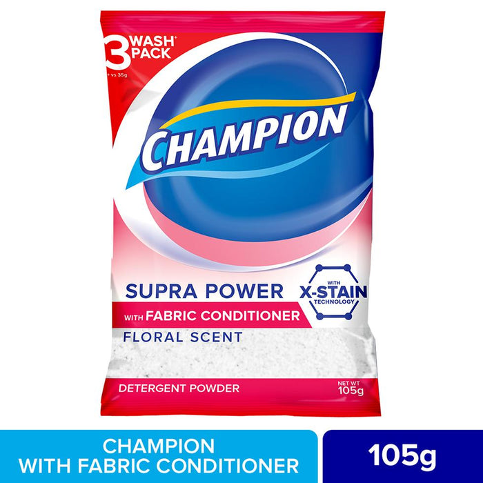 Champion Detergent Powder w/ Fabcon Supra Clean (Pink) 120g(105g)