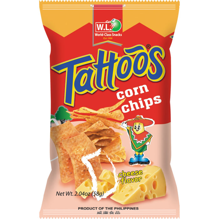 WL TATTOOS CORN CHIPS CHEESE 58G
