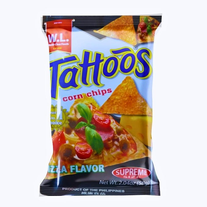 WL TATTOOS CORN CHIPS PIZZA 58G