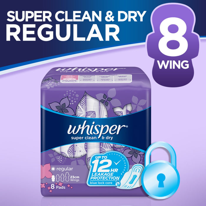 Whisper Super Clean and Dry w/ Wings 8as