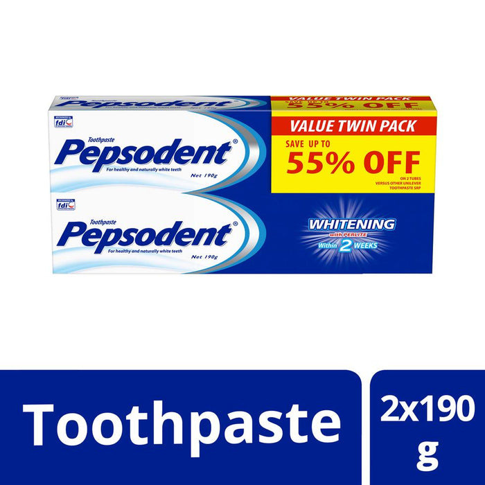 Pepsodent Whitening 2 Tubes 190g Promo