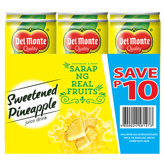 (P) Del Monte Juice Sweetened Pineapple 6x240ml